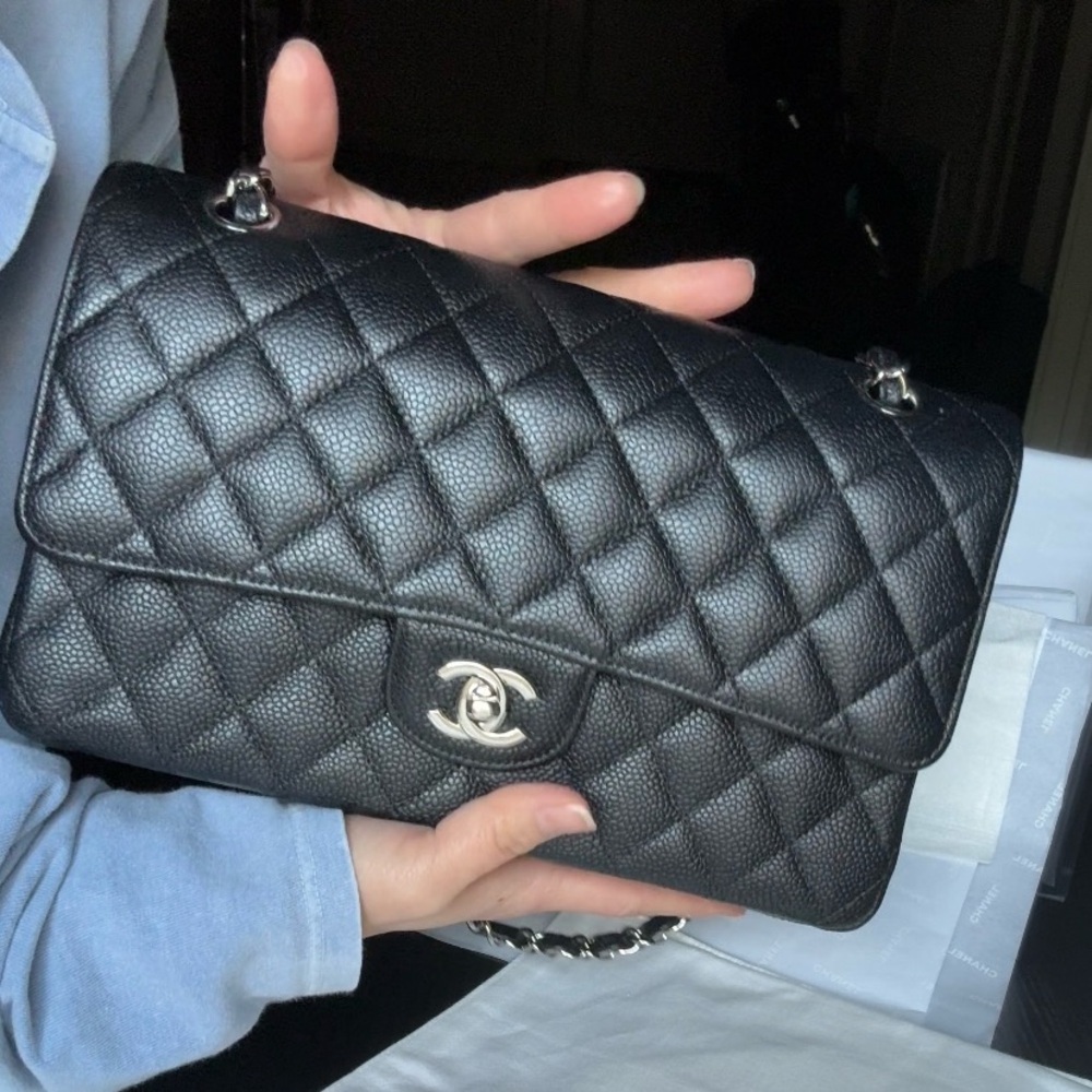CHANEL Black Medium Classic Caviar Flap Bag
